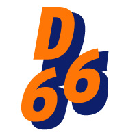 Logo D66 groot wit